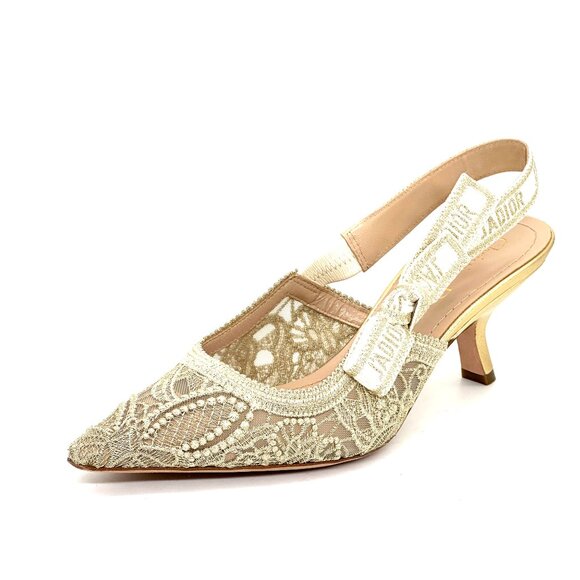 DIOR J'ADIOR Butterfly Macrame Embroidered Slingback Sandals Heels Pumps - Picture 5 of 15